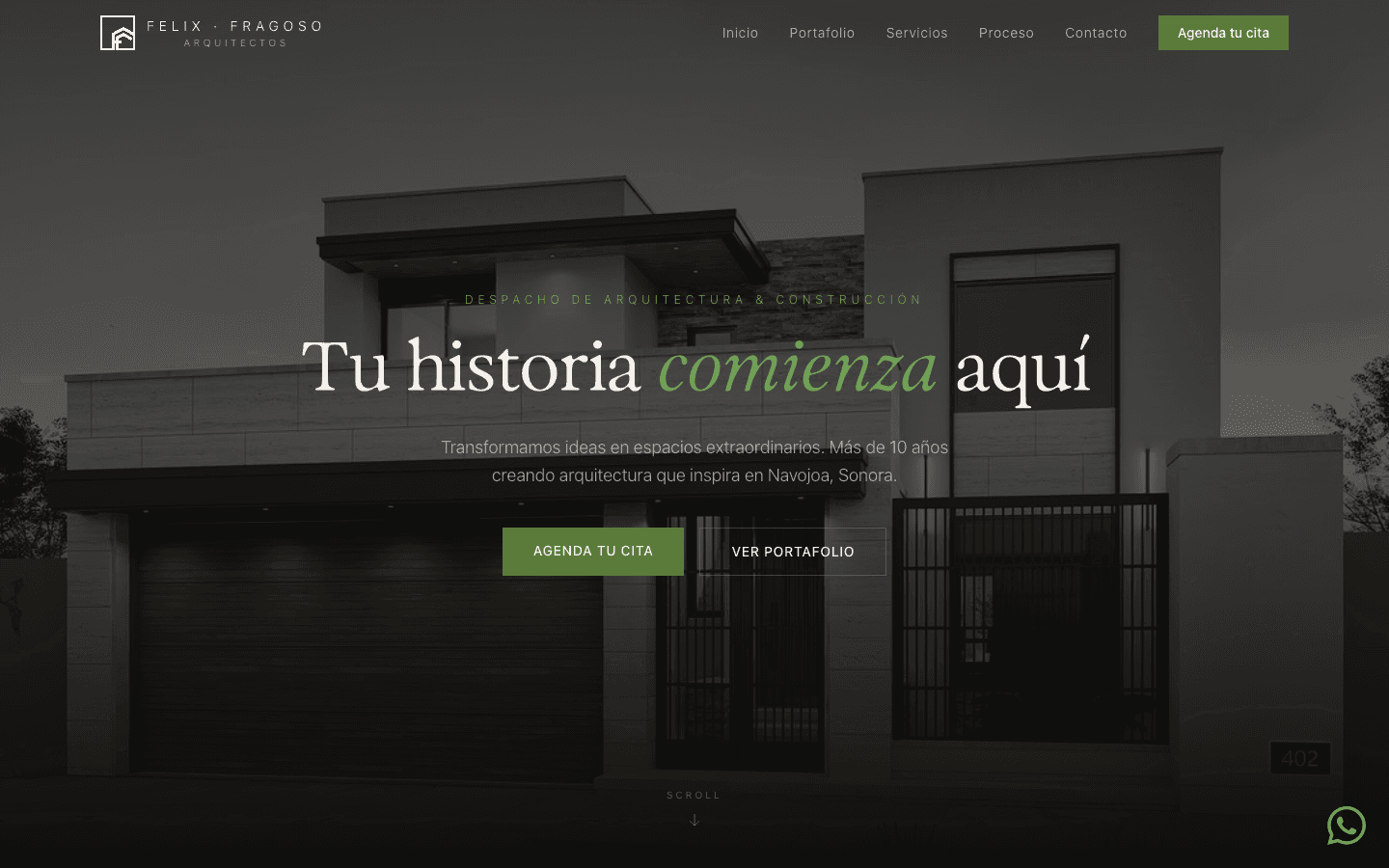 Captura del sitio Félix Fragoso Arquitectos
