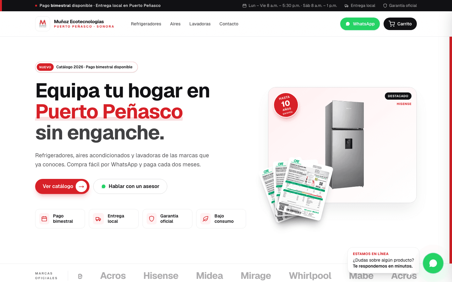 Captura del sitio Muñoz Ecotecnologías
